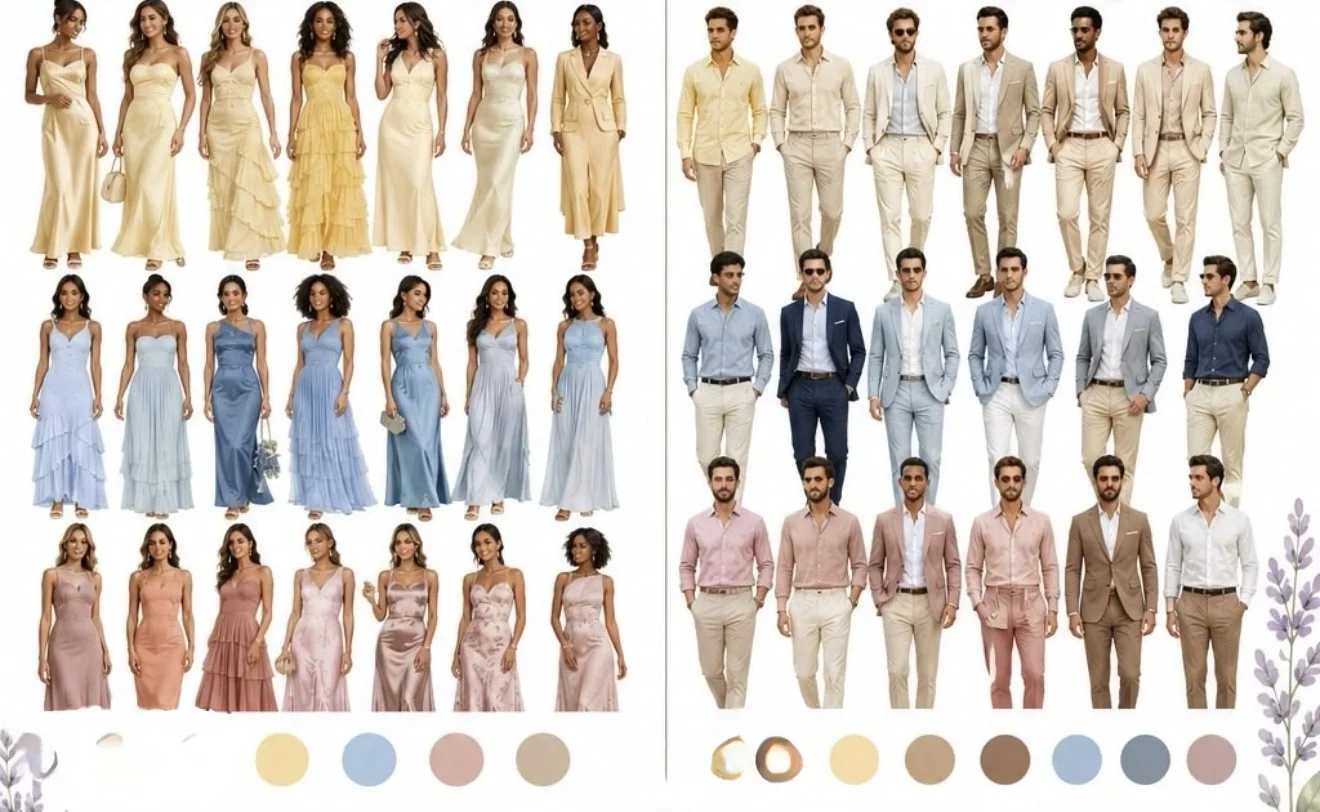 Guía visual del código de vestuario en tonos pastel